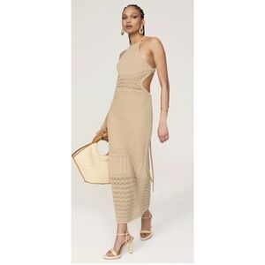 Significant Other Abby Crochet Knit Sleeveless Halter Midi SZ 12 FLAW see Pic
